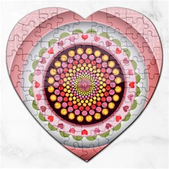 Mandala Zentangle Floral Round Jigsaw Puzzle (heart)