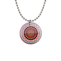 Mandala Zentangle Floral Round 1  Button Necklace by Pakrebo