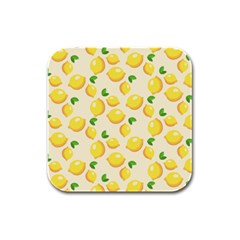 Fruits Template Lemons Yellow Rubber Square Coaster (4 Pack)  by Pakrebo