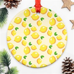 Fruits Template Lemons Yellow Round Ornament (two Sides) by Pakrebo