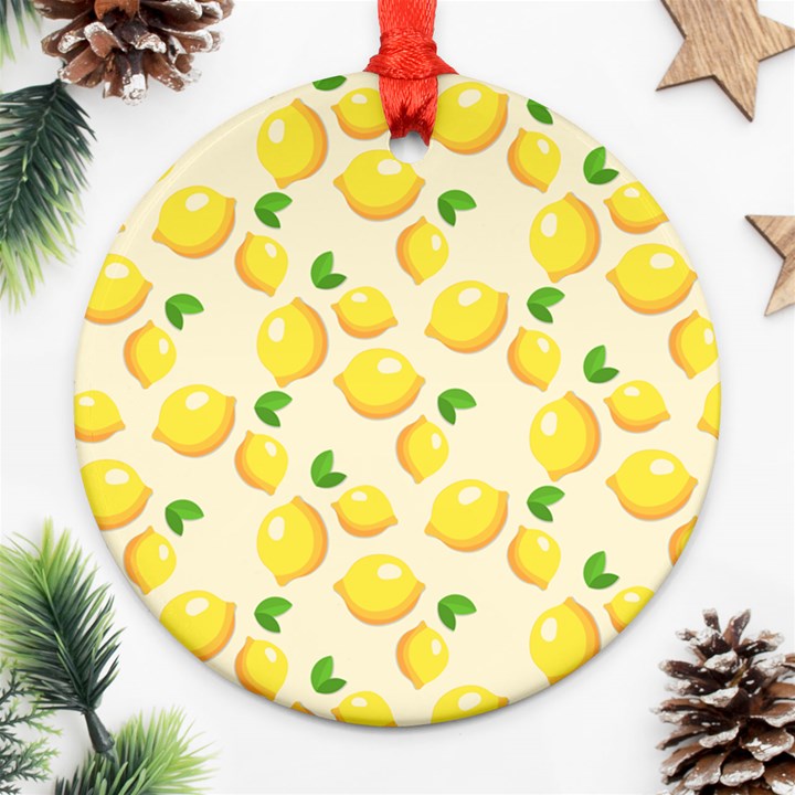 Fruits Template Lemons Yellow Round Ornament (Two Sides)