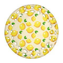 Fruits Template Lemons Yellow Round Filigree Ornament (two Sides) by Pakrebo