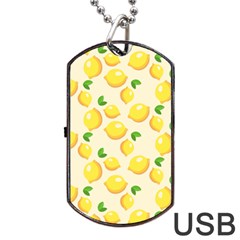 Fruits Template Lemons Yellow Dog Tag Usb Flash (two Sides) by Pakrebo