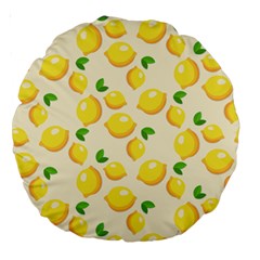 Fruits Template Lemons Yellow Large 18  Premium Round Cushions by Pakrebo