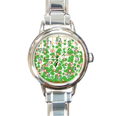 Flowering Vine Vine Ivy Flowers Round Italian Charm Watch by Pakrebo