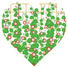 Flowering Vine Vine Ivy Flowers Wooden Puzzle Heart