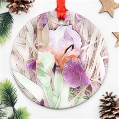 Iris Digital Painting Flower Pastel Ornament (round) by Pakrebo