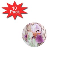 Iris Digital Painting Flower Pastel 1  Mini Magnet (10 Pack)  by Pakrebo