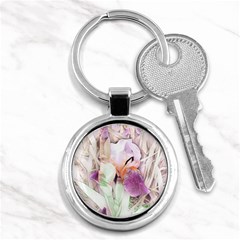 Iris Digital Painting Flower Pastel Key Chain (round) by Pakrebo