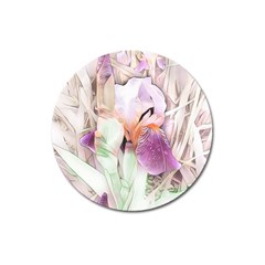 Iris Digital Painting Flower Pastel Magnet 3  (round) by Pakrebo