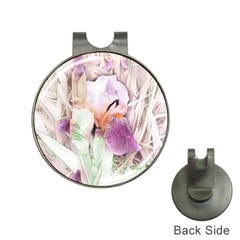 Iris Digital Painting Flower Pastel Hat Clips With Golf Markers by Pakrebo