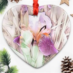 Iris Digital Painting Flower Pastel Heart Ornament (two Sides) by Pakrebo