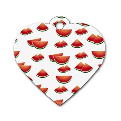 Summer Watermelon Pattern Dog Tag Heart (one Side) by Pakrebo