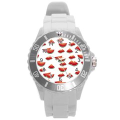 Summer Watermelon Pattern Round Plastic Sport Watch (l) by Pakrebo