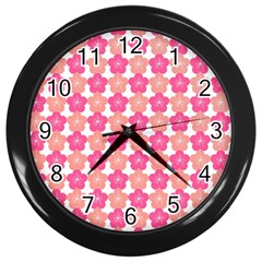 Sakura Flower Pattern Wall Clock (black)