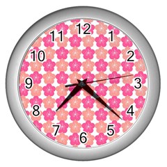 Sakura Flower Pattern Wall Clock (silver) by Pakrebo