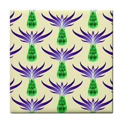 Thistles Purple Flora Flowering Tile Coaster by Pakrebo