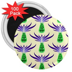 Thistles Purple Flora Flowering 3  Magnets (100 Pack) by Pakrebo