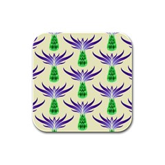 Thistles Purple Flora Flowering Rubber Square Coaster (4 Pack)  by Pakrebo