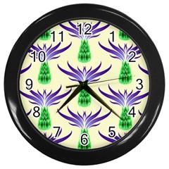 Thistles Purple Flora Flowering Wall Clock (black)