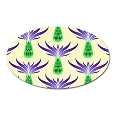 Thistles Purple Flora Flowering Oval Magnet by Pakrebo