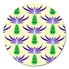 Thistles Purple Flora Flowering Magnet 5  (round) by Pakrebo