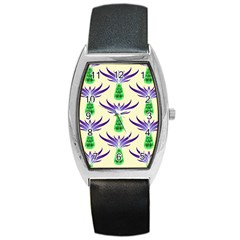 Thistles Purple Flora Flowering Barrel Style Metal Watch by Pakrebo