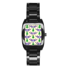 Thistles Purple Flora Flowering Stainless Steel Barrel Watch by Pakrebo