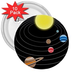 Solar System Planets Sun Space 3  Buttons (10 Pack)  by Pakrebo