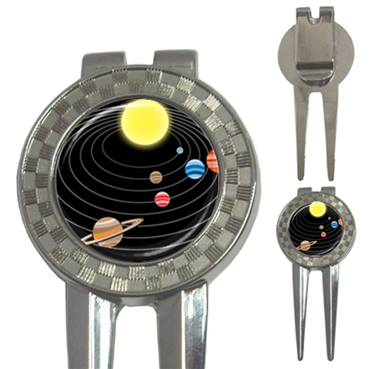 Solar System Planets Sun Space 3-in-1 Golf Divots