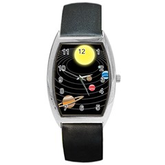 Solar System Planets Sun Space Barrel Style Metal Watch by Pakrebo