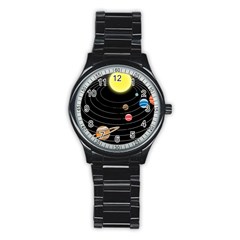 Solar System Planets Sun Space Stainless Steel Round Watch by Pakrebo