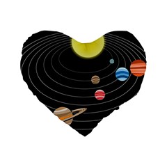 Solar System Planets Sun Space Standard 16  Premium Flano Heart Shape Cushions by Pakrebo