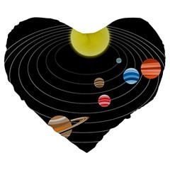 Solar System Planets Sun Space Large 19  Premium Flano Heart Shape Cushions by Pakrebo