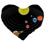 Solar System Planets Sun Space Large 19  Premium Flano Heart Shape Cushions Front