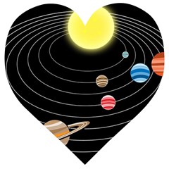 Solar System Planets Sun Space Wooden Puzzle Heart by Pakrebo