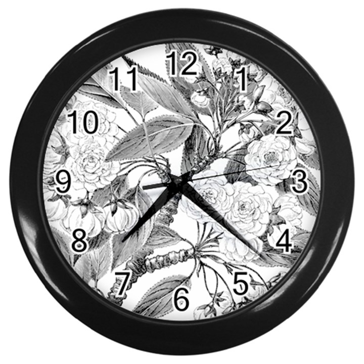 Vintage Cherry Blossom Flowers Wall Clock (Black)