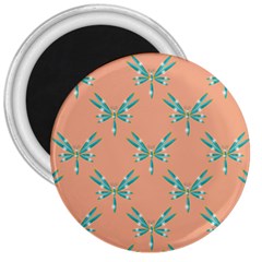 Turquoise Dragonfly Insect Paper 3  Magnets by Pakrebo