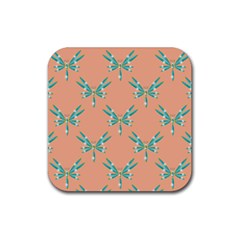 Turquoise Dragonfly Insect Paper Rubber Coaster (square)  by Pakrebo