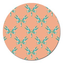 Turquoise Dragonfly Insect Paper Magnet 5  (round) by Pakrebo