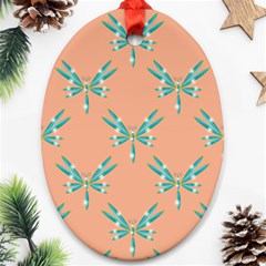 Turquoise Dragonfly Insect Paper Oval Ornament (two Sides) by Pakrebo