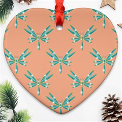 Turquoise Dragonfly Insect Paper Heart Ornament (two Sides) by Pakrebo