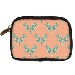 Turquoise Dragonfly Insect Paper Digital Camera Leather Case by Pakrebo