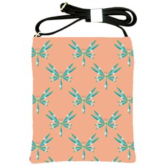 Turquoise Dragonfly Insect Paper Shoulder Sling Bag by Pakrebo