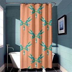 Turquoise Dragonfly Insect Paper Shower Curtain 36  X 72  (stall)  by Pakrebo