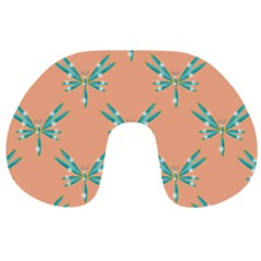 Turquoise Dragonfly Insect Paper Travel Neck Pillow by Pakrebo