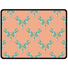 Turquoise Dragonfly Insect Paper Double Sided Fleece Blanket (large)  by Pakrebo