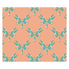 Turquoise Dragonfly Insect Paper Double Sided Flano Blanket (small)  by Pakrebo