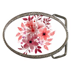 Watercolour Flowers Red Watercolor Belt Buckles by Pakrebo