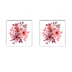 Watercolour Flowers Red Watercolor Cufflinks (square) by Pakrebo